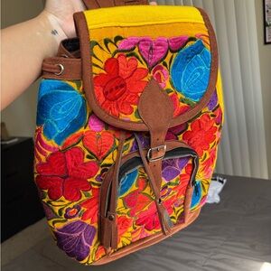 Colorful Embroidered Women's Backpack